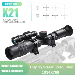 스코프 새로운 x21 적외선 디지털 야간 비전 리플 스코프 HD 시력 8x 50mm ecompass 풀 컬러 나이트 비전 스코프 사냥 용 단추
