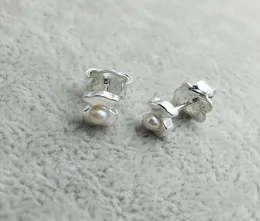 Niedźwiedź biżuteria 925 Srebrne kolczyki Pendientes Super Power de Plata Con Perla Pasuje do europejskiego stylu biżuterii 8124035402662192