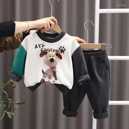 Set di abbigliamento outfit primaverile per bambini 2024 vestiti da bambino da 1 a 2 anni per cani da cartone animato a maniche lunghe pantaloni ragazzi ragazzi ragazzi