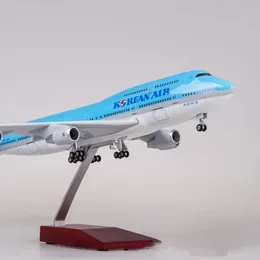 Com luzes da roda Korean Air Airbus 380 Boeing 747 Simulação Aeronave de Aviação Civil Modelo A380 Coleção Memorial 240408