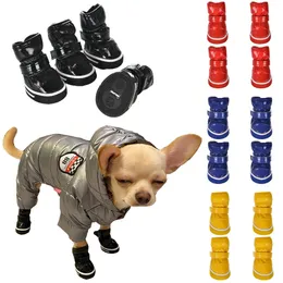 4 pezzi Scarpe per cani da compagnia inverno per cani per cognere stivali da neve impermeabili cucciolo in pile calda chihuahua gatti anti slip 240411