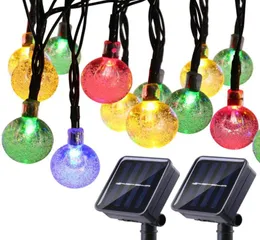 Luzes de corda solar Globo 20 pés 30 Bolas de cristal LEDs de fada à prova d'água 8 Modos ao ar livre Luzes estreladas solares alimentadas para DEC2605926
