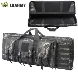 Pacotes LQarmy 32 38 42 48 polegadas Tactical Double Rifle Case Militar Molle Rifle Bag Sniper Sniper Airsoft Gun Case Backpack Hunting Gun Holster