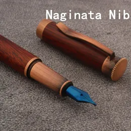 1pc Naginata Nib Fountain Pen 브랜드 브라스 레드 우드 펜 학교 학생 사무실 선물 문구 잉크 펜 240409