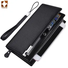 محفظة محفظة للرجال محفظة غير رسمية Long Mobile Phone Business Portefeuille Homme Zipper Clutch Pres