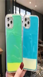 Nowa świetlista neonowa okładka piasku dla iPhone 11 Pro xs Max xr 6 7 8 Plus Glow in the Dark Liquid Glitter Quicksand Case9248221