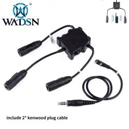 Acessórios Wadsn Dual U94 Ptt Push to Talk Softai Airsoft Headset Kenwood para caçar fone de ouvido tático Baofeng Walkie Talkie Connector