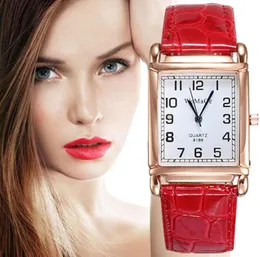 Fashion Face Rose Gold Uhrenrahmen Number Einfache Leder Uhr Women Damen weibliche Studenten Kleid Quarz Frauen Uhren2967464