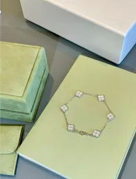 Роскошный классический дизайнерский браслет браслет Clover Bracelet Designer Chain 18k Gold Shell для девочки свадебные дневные ювелирные украшения для женщин подарки шесть цветов