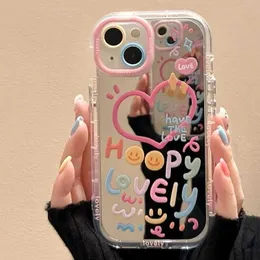 Handyfälle Fashion Soft Silicon Phone Case Love Heart Mirror Face iPhone Hülle für iPhone 15 14 13 12 11 Pro Max xr xsmax 7 8 14 15 Plus J240418