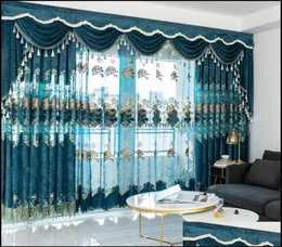 Curtain european Veet Embroidery Chenille Bedroom Curtains For Living Room Modern Tle Window Curtain Valance Decora5907746