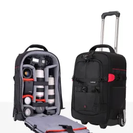 Przeniesienie Nowe torby na ramię Fotografia plecak profesjonalny torba kamery odporna na wstrząsy walizki na kółkach bagaż kabiny bagażowy