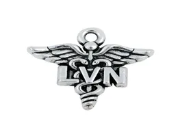 Antike Silberbeschichtung Medizinische lizenzierte Berufskrankenschwester LVN Charms Caduceus Medizinisches Symbol Charms AAC1782738246