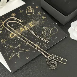 Luxury Gold Plated Necklace Brand Designer New Number Letter Hanger Design Necklace High Quality Fashion Charm Girl Necklace Box Birthday Party