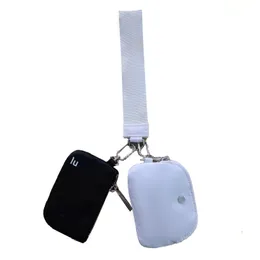 DHGATE Dual Pouch Wristlet Clutch Bag Lu Designer Purse Luxurys Handväska Korthållare Man Wholesale Coin Purses Keychain Womens Nylon Canvas förvaring Plånböcker Key Pouch