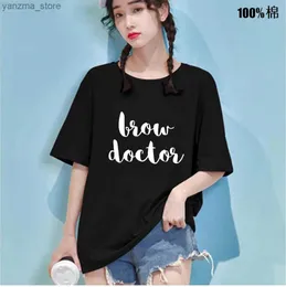 Women's T-Shirt Brown Doctor Print Womens Tshirt Cotton Casual Funny T-shirt Suitable for Young Ladies Top of the line T-shirt 13 Color Straight Boat Y240420