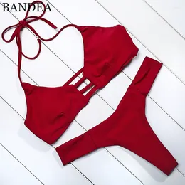 Kvinnors badkläder Bandea Kvinnlig baddräkt Kvinna Micro Bikini Solid Bather Separate Swim Suit Sexig Set