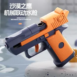 Mini version Left Wheel Water Gun Desert Eagle Mechanical Repeated Toy Summer Outdoor swimming pool water battles 240420