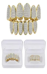 Nuovo Baguette Set denti Grillz Top Bottom Gold Grill in argento Grills Dental Mouth Hip Hop Fashion Rapper Gioielli 6244478