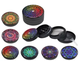 New Mandala Series Metal Aluminum Smoking Herb Grinder 50MM 4 Piece Sharp Diamond Teeth Tobacco Herbal Grinders Spice Crusher Hand2875151