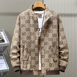 European Autumn New Product Trendy Brand Men's Letter Jacquard Youth Jacket Canvas Versatile Stand Up Collar Coat Korean Edition Top