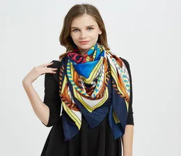 Sciarpe Scialgo di seta di prima eletto Scialgola di lusso Balletto di lusso Stampa rossa blu navy blu marrone foulard per donne avvolgenti 130130cm4845817