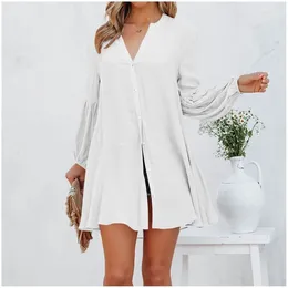 Casual Dresses 2024Autumn And Winter Women's Solid Color Combination Loose Cardigan Button Top T-shirt Fit Roupas Femininas