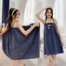 Women Absorbent Wearable Bath Towel Soft Mircofiber Swimming Beach Blanket Sauna Shower Suspenders Nightdress Dress 240409