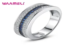 Кластерные кольца модный синий топаз 925 Серебряная женщина мужчина S925 Ring Gemstone Pink Sapphire Party Jewelry Bague8504701