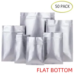 Taschen 50pcs Aluminiumfolie Flachboden Druckschocksäcke Dicke Lebensmittelpaellackbeutel Vakuumversiegelung Lebensmittelverpackung Tee Vermeiden Sie leichte Proof