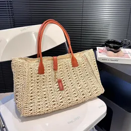 Designer Front Beach Tote Taschen Frauen Sommer bestickte Luxus -Einkaufstasche Handtasche Gras gewebter Korb Stroh yscrossbody Umhängetasche