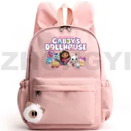 Çantalar Kawaii Tavşan Kulakları Kızlar Gabby Dollhouse Bags Anime Harajuku Gabby's Bolhouse Backpacks Cadılar Bayramı Seyahat Güzel Sırt Çantası Kadınlar