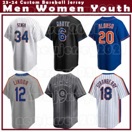 9ブランドンニモ34 Kodai Senga Baseball Jersey Pete Alonso Starling Marte Francisco Lindor Mets Mike Piazza Brandon Nimmo Francisco Alvarez Diaz McNeil Brett Baty