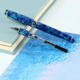 Pens Fountain Pen Mürekkep Tam Metal Klip Kalemler Majohn Yeni Ay Reçine Çeşme Kalem Iridium Ekstra İnce Nib Okul Ofis Malzemeleri