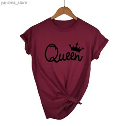 Women's T-Shirt QUN Couples women T Shirt Crown Printing Couple Clothes Summer T-shirt 2020 Casual O-neck Tops Lovers 100% cottonT Shirt Y240420