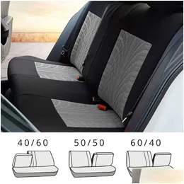 Car Seat Covers New Breathable Ers Fl Set Tyre Track Embossed Suit For Truck Suv Van Durable Polyester Material Drop Delivery Automobi Dhvng