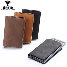 Innehavare Ny RFID Blockering av metall ID Kreditkort Holder Pengar Cash Clip Mini Men Wallet Business Aluminium Automatical Bank Card Case