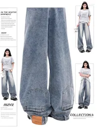 Jeans femininos WCFCX Studio Americano Use-Use Reverso Lavado Mulheres retro Retro Street Fashion Loose Casual Caist