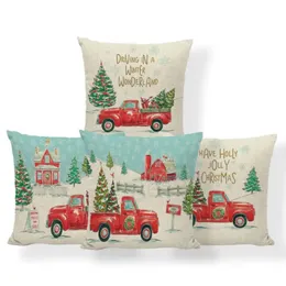 Claus Santa Car Cover Linen Christmas Pillowcase Xmas Tree Sofa Pillow Covers Office Cushions Pillowcases Home Decoration Th0087 s s