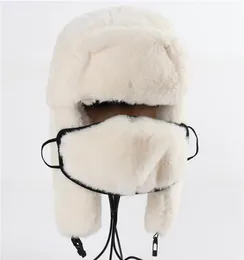 Boinas de alta qualidade Ushanka 2022 Thermo Winter Faux Fur Hat Women Bomber Hats Bomber Pink Ski Earflaps Máscara soviética Russa Snow Cap6343352