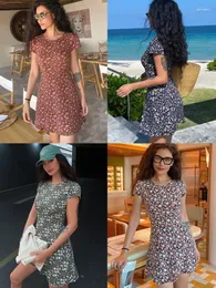 Casual Dresses Duanduanjia Original Self-Made Town Store God God Dress Elastic Slim Fit Body-Wrapped Floral Multi-färg