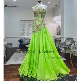 Party Dresses Lakshmigown Luxury Crystals Mermaid Green Dress Evening Gowns 2024 Vestidos One Shoulder Beadings Long Prom