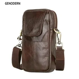 Ombro pequeno de couro genuíno genuíno para homens novos laços de fã de fã de pacote de chapéu de quadril bum saco de celular Pouch2718812