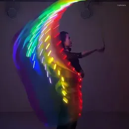 Abbigliamento da palco a LED colorato a colpi di palestra luminosa colorate ribbons Rhythmic Gymnastics Dance Props RGB Glow Ribbon Poi Chain Ball per pancia