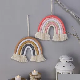 Wall Decor Baby Nursery Store Babys Rainbow Pendant Childrens Room Decoration Braided Fringe Decorations Living Gift Drop Delivery Kid Otxej