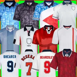 1982 1986 2002 England Retro Soccer Jersey Vintage 1989 1990 1992 1994 1996 1996 1998 Shearer Gascoigne Owen Gerrard Scholes Football Shirt Uniforms Southgate Fowler 33