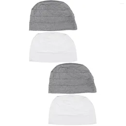 Boinas 4 PCs quimioterapia tampa do sono capa da cabeça da cabeça feminino Caps Cotton Pacates Night Elastic Night