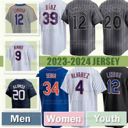 20 Pete Alonso Beyzbol Forması Francisco Lindor 4 Alvarez Yeni Yorks Edwin Diaz Brett Baty Tylor Megill Darryl Çilek Joey Wendle Mets Keith Hernandez Mike Piazza