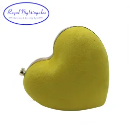 Bags Royal Nightingales Mini Heart Clutch Purses Suede Velvet Yellow Red Evening Bags and Handbags for Womens Party Prom