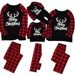 ميري مطابقة بيجاماس عيد الميلاد بيجامات للعائلة نساء الرجال الأطفال الأطفال PJS Red Plaid Reindeer Loungewear HH933235860071